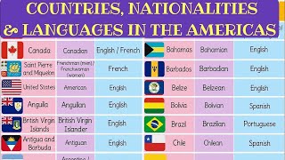 List of North Central South American Countries with Languages Nationalities and Flags [upl. by Anett221]