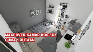 Desain Kamar Kos 3x3 Minimalis Low Budget  Lengkap Rincian Harga [upl. by Tecil]