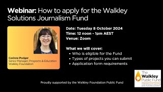 How to apply for the Walkley Solutions Journalism Fund [upl. by Roee923]