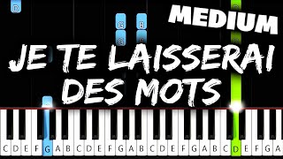 Patrick Watson  Je te laisserai des mots  Piano Tutorial MEDIUM [upl. by Denver]