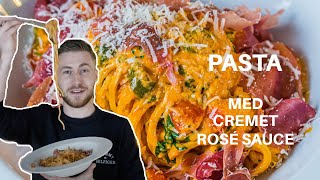 Pasta på 15 min  Spaghetti med cremet rosé sauce parmaskinke og gedeost  Jacob Jørgsholm [upl. by Netnerb]