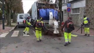 Benne à Ordures Equipée dun AspireFeuilles  Camion Poubelles Garbage Truck [upl. by Naol]