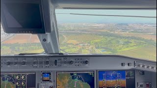 Landing at Malaga Airport  AGP cockpit view [upl. by Ahsekam453]