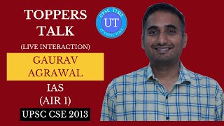 UPSC Topper Gaurav Agrawal IAS AIR 1 Live Interaction l Toppers Talk l UPSC TIME [upl. by Solraced]