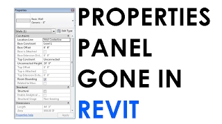 Properties Panel Gone  Missing in Revit [upl. by Balcke]