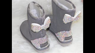 How To Apply and Add Rhinestone Crystals and Bows to Uggs or Any Other Brand Boots [upl. by Etnuad]