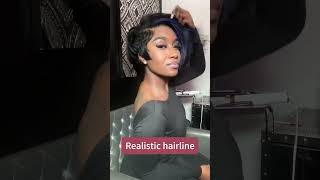 Human Hair Short Pixie Cut Wigs for BlackWhite Women Wavy Hair Wig with Bangs [upl. by Herrah407]