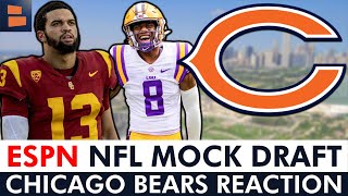 2024 NFL Mock Draft From ESPN Chicago Bears Draft Caleb Williams amp Malik Nabers  Bears Reaction [upl. by Rahr291]