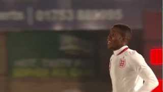 Wilfried Zahas stunning first U21s goal  England U21s vs Romania [upl. by Rednasyl387]