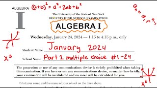 January 2024 Algebra 1 Regents Review Part 1 1 24 [upl. by Cathrine]