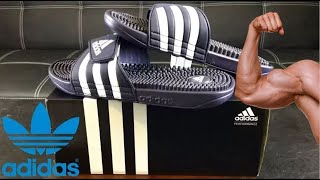 Adidas Originals Mens Adissage Slides Review  Only A Real Man Can Wear These [upl. by Xyno]