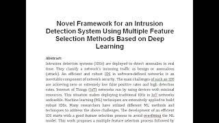 Novel Framework for an Intrusion Detection System Using Multiple Feature Selection Methods Based on [upl. by Westfall]