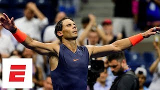 2018 US Open highlights Rafael Nadal beats Dominic Thiem in fiveset quarterfinal classic  ESPN [upl. by Acirahs]