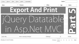 Print And Export in jQuery Datatable  Part 5 [upl. by Betti]