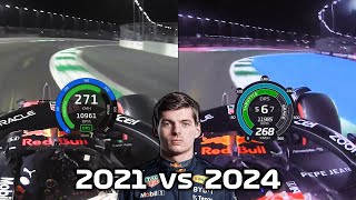 Verstappen Jeddah 2024 vs His Unfinished Mega 2021 Q3 Lap [upl. by Trevlac]