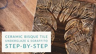 How to decorate Ceramic Tiles  apply underglaze amp create designs using a sgraffito technique  Zart [upl. by Ramon644]