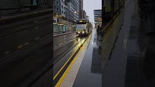 Melbourne Trams on rainy morning 4K City Walking Tour tram rail walking trolley ding [upl. by Zola426]