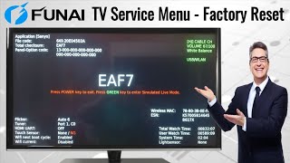 How to access the service menu on FUNAI LED TV and perform factory reset  FUNAI TV Hard Reset Code [upl. by Atcliffe988]