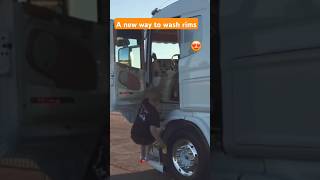 New way to wash rims 🙂 truck lkw camion automobile scania wheels job work trucking [upl. by Jarek]