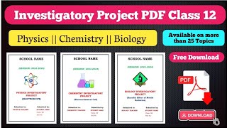 Physics Investigatory Project Class 12  Chemistry Investigatory Project class 12  Biology Project [upl. by Annawad]