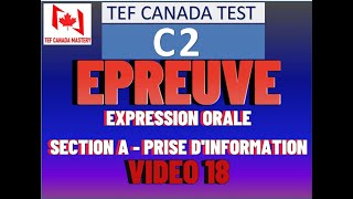 TEF Canada Speaking Test Level C2  TEF Cananda Epreuve Expression Orale Score C2 Video18 [upl. by Pike112]