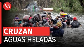 Migrantes siguen cruzando el Río Bravo pese a temperaturas de 2 grados [upl. by Llennehc]