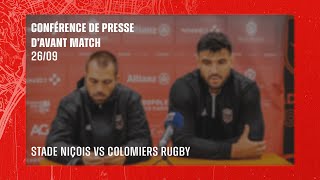 CONFÉRENCE DE PRESSE AVANT MATCH  Stade Niçois VS Colomiers Rugby  260924 [upl. by Aiuqenehs]