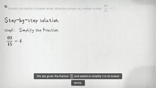 Simplify the fraction to lowest terms Write the answer as a whole number 6015 square [upl. by Enaz]