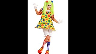 7613  quotCLOWN GIRLquot dress with hooped hemline pantaloons pom pom hair elastics [upl. by Kincaid648]