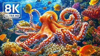 Marine Paradise 8K  Tranquil Fish and Beautiful Sea Creatures with Relaxing Melodies [upl. by Stauder177]