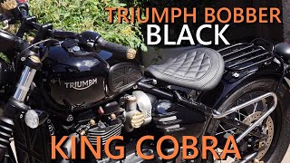 Triumph Bonneville Bobber Black review and fitting the KING COBRA Custom seat [upl. by Xela]