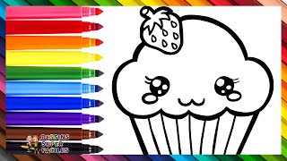 Dessiner et Colorier un Mignon Cupcake 🧁🌈 Dessins pour enfants [upl. by Rickard]