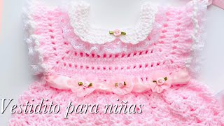 Vestido para bebé a crochet paso a paso en varias medidas CONJUNTO PARA NIÑAS FÁCIL DE TEJER [upl. by Domph]