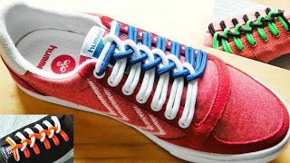 〔靴紐の結び方〕真ん中の編みこみの並びがきれいな靴ひもの通し方 丸ひも編 how to tie shoelaces 〔生活に役立つ！〕 [upl. by Trebbor]