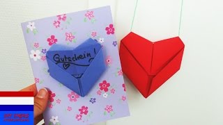 DIY decoratie – hartje vouwen cadeauverpakking voor bon of geld  origami [upl. by Faletti]