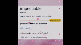 impeccable the definition with examples in English learn vocabulary [upl. by Parsifal116]