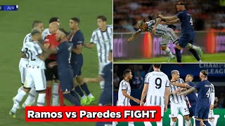 Sergio Ramos and Paredes FIGHT  PSG vs Juventus 21 [upl. by Namzzaj708]