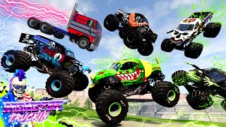 Monster Jam INSANE Racing Freestyle and High Speed Jumps 31  BeamNG Drive  Grave Digger [upl. by Llacam]