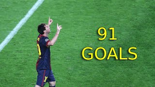 Lionel Messi  All 91 Goals in 2012 [upl. by Amalbena]