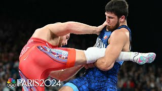 Kyle Snyder dispatched by Akhmed Tazhudinov in mens 97kg freestyle SF  Paris Olympics  NBC Sports [upl. by Braca351]