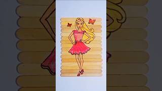 drawing Barbie on an ice cream stick🤩 Frozen Drawing barbie shorts [upl. by Atsirk]