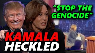 Kamala Harris HECKLED On Jimmy Kimmel 😂 She LOST The LEFT [upl. by Refinneg]