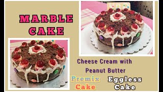 Marble CakeCheese Cream with Peanut ButterEggless Cake [upl. by Arrotal639]