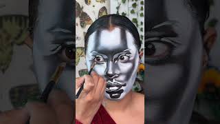 METAL SKIN MAKEUP😳⚙️ metallic makeup iron robiot ia [upl. by Zobe718]