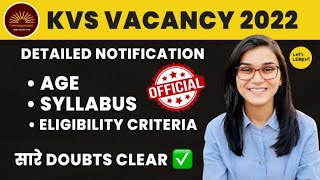 KVS Vacancy 2022  Official Syllabus Age Eligibility Criteria Exam Pattern for KVS PRT TGT PGT [upl. by Nielsen]