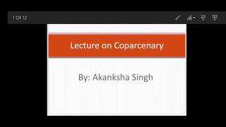 Hindu Law Lecture 8 Coparcenary in Hindu Law [upl. by Levitus189]