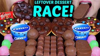 ASMR LEFTOVER DESSERT RACE MALTESERS CHOCOLATE DONUT OREO ICE CREAM CUPS MILKA OREO BALLS KINDER [upl. by Euh]