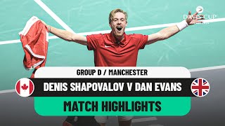 Denis Shapovalov v Dan Evans Highlights  Canada v Great Britain Davis Cup 2024 Finals Group Stage [upl. by Dazhahs]