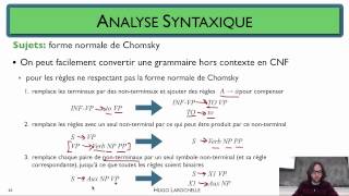 Traitement automatique des langues 68 Analyse syntaxique  forme normale de Chomsky [upl. by Fabiolas]