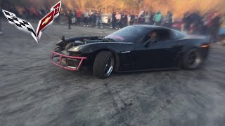 Epic Texas Legal Pit Insane Crashes and Flamethrower Corvette sideshow carmeet SRT [upl. by Analahs65]